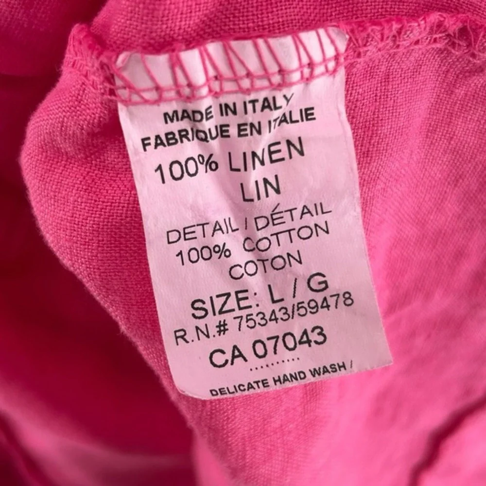 Bellambia Linen Trapeze Dress Pink Back Tie Womens Size Large Swim Cover Beach‎